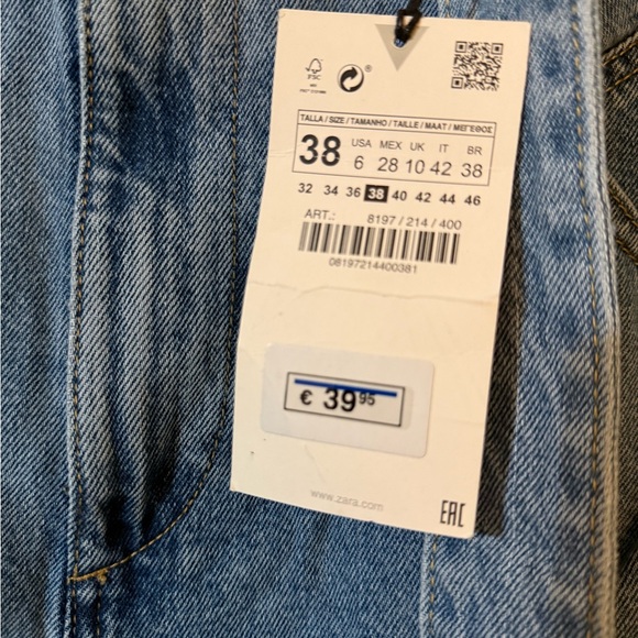 Zara Blue Cropped Jeans with Belt - Picture 4 of 4